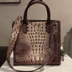 Brahmin Caroline Port Ombre Melbourne Croc Embossed Satchel Handbag